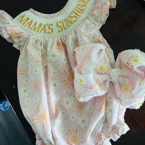Pink Floral Kids Bodysuit with Bow